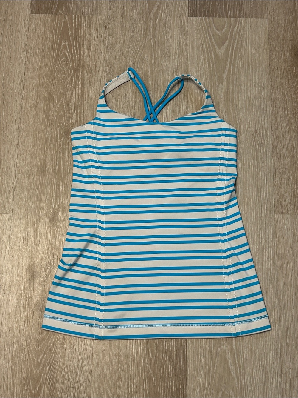 Lululemon Power Y Pigment Blue Bold Stripe Tank Top Sz S-M